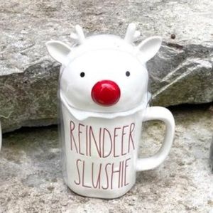 Rae Dunn REINDEER SLUSHIE Christmas Mug with Reindeer Topper